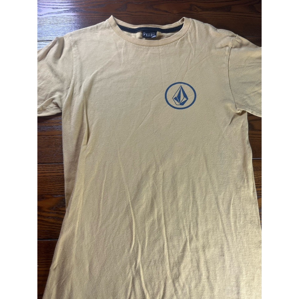 Vintage Volcom Men's Small Yellow Graphic Logo Tee T-shirt Skater Grunge Y2K